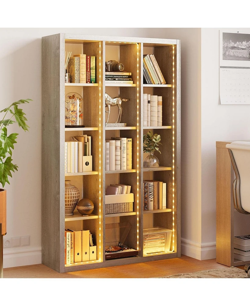 15 Cube Bookcase Storage Shelf Organizer with Led Lights Horizontally or Vertically Use