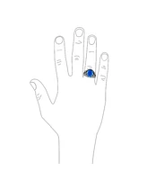 Bling Jewelry Unisex Stainless Steel Oval Blue Sapphire Cz Ring Oxidized Silver