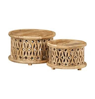 2 Piece Coffee Table Set Solid Wood Mango
