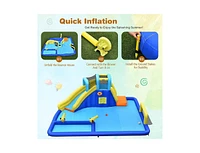 6-in-1 Inflatable Water Slide Park with Blower Fun Outdoor Playset for Kids