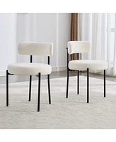 Dyhome Kitchen Chairs Mid-Century Modern Dining Chairs Set of 2, Kitchen Dining Room Chairs, Polyester Upholstered Wishbone Dining Chair