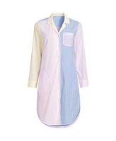 Lands' End Women's Plus Cotton Poplin Long Sleeve Sleepshirt Nightgown