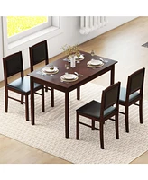 5-Piece Dining Set for 4 with Sturdy Rubber Wood Legs for Compact Spaces