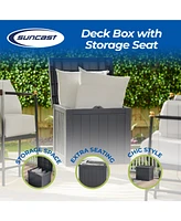 Suncast 22 Gallon Outdoor Patio Small Deck Box with Storage Seat, Cyberspace