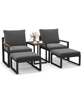 Gymax Set of 5 Furniture Set w/ Soft Cushions Space Saving Design Aluminum Frame