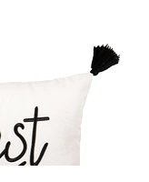 12" x 24" Decorative "Be Our Guest" Cursive Script Embroidered Accent Throw Pillow w/ Black Tassels