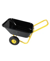 Two-wheeled barrow, garden cart, 10-inch pneumatic wheels(Yellow + Black)