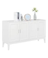 White 4-Door Sideboard Cabinet with Adjustable Shelf