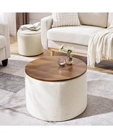 2-in-1 Chenille Ottoman with Stool and Storage