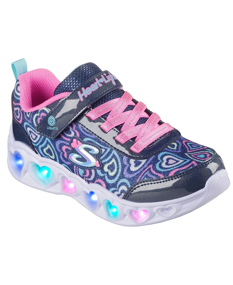 Skechers Little Girls Heart Lights - Boogie Love Stay-Put Light-Up Casual Sneakers from Finish Line