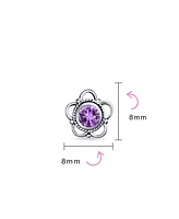 Bling Jewelry Bali Tiny Open Flower Stud Earrings Oxidized .925 Sterling Silver