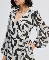 Midi Wrap Dress Abstract Mosaic