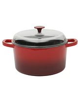 Crock Pot Artisan 7-Quart Round Cast Iron Dutch Oven With Borasilicate Lid - Red