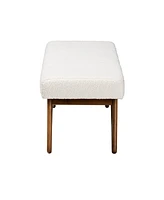 Baxton Studio Rika Japandi Cream Boucle Fabric and Walnut Brown Finished Wood Bench
