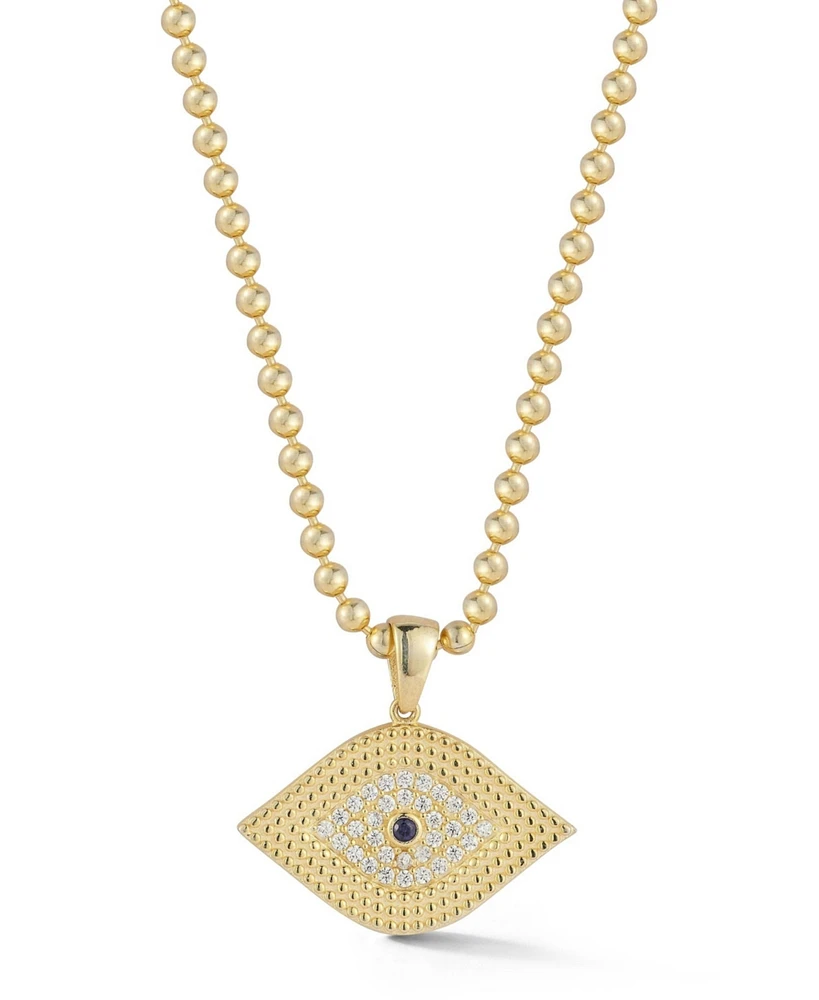 Rachel Zoe 14K Gold Plated Sterling Silver Pave Evil Eye Necklace