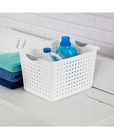 Sterilite Deep Ultra Nesting Plastic Storage Bin Basket Tote, White (12 Pack)