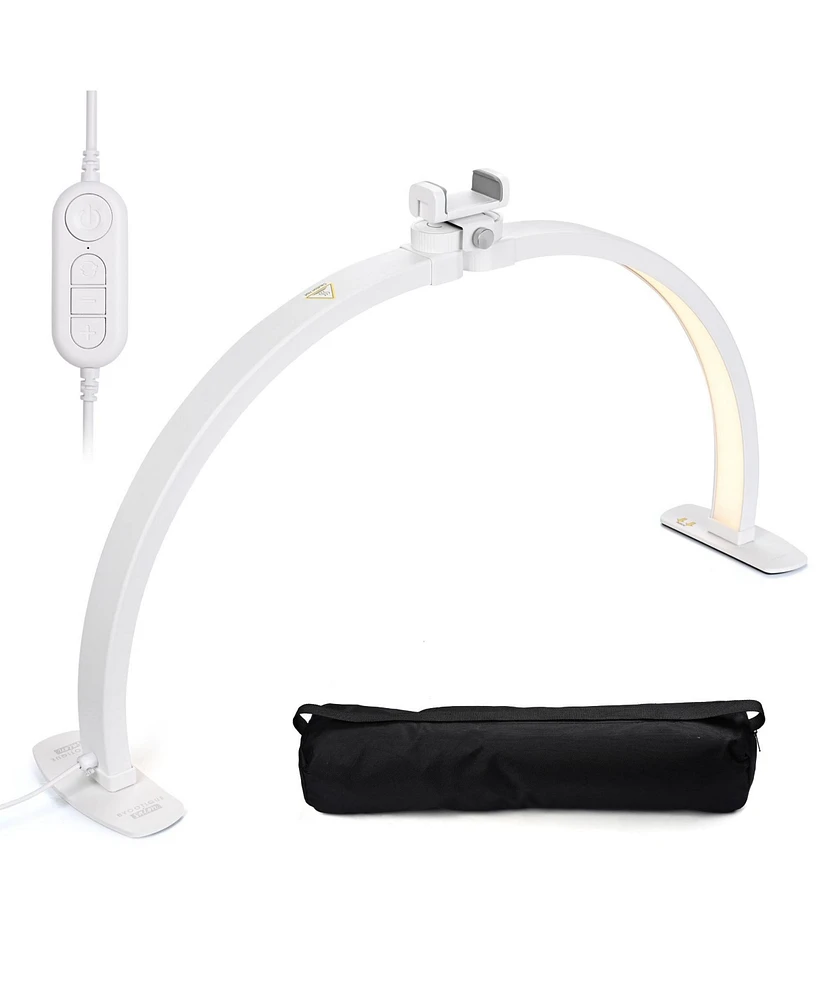 Byootique 40W Foldable Half Moon Nail Desk Lamp Led Nail Tech Light Phone Holder With Carry Bag For Manicure Beauty Salon Home Spa