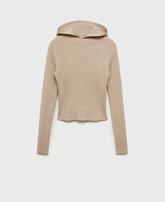 Mango Women's Ribbed Hooded Sweater