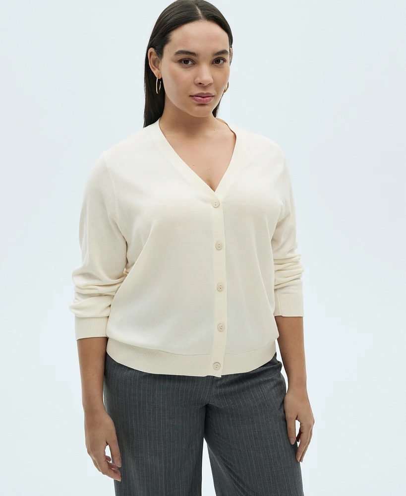 Mango Women's Mulberry Silk Blend Ribbed Cardigan Sweater