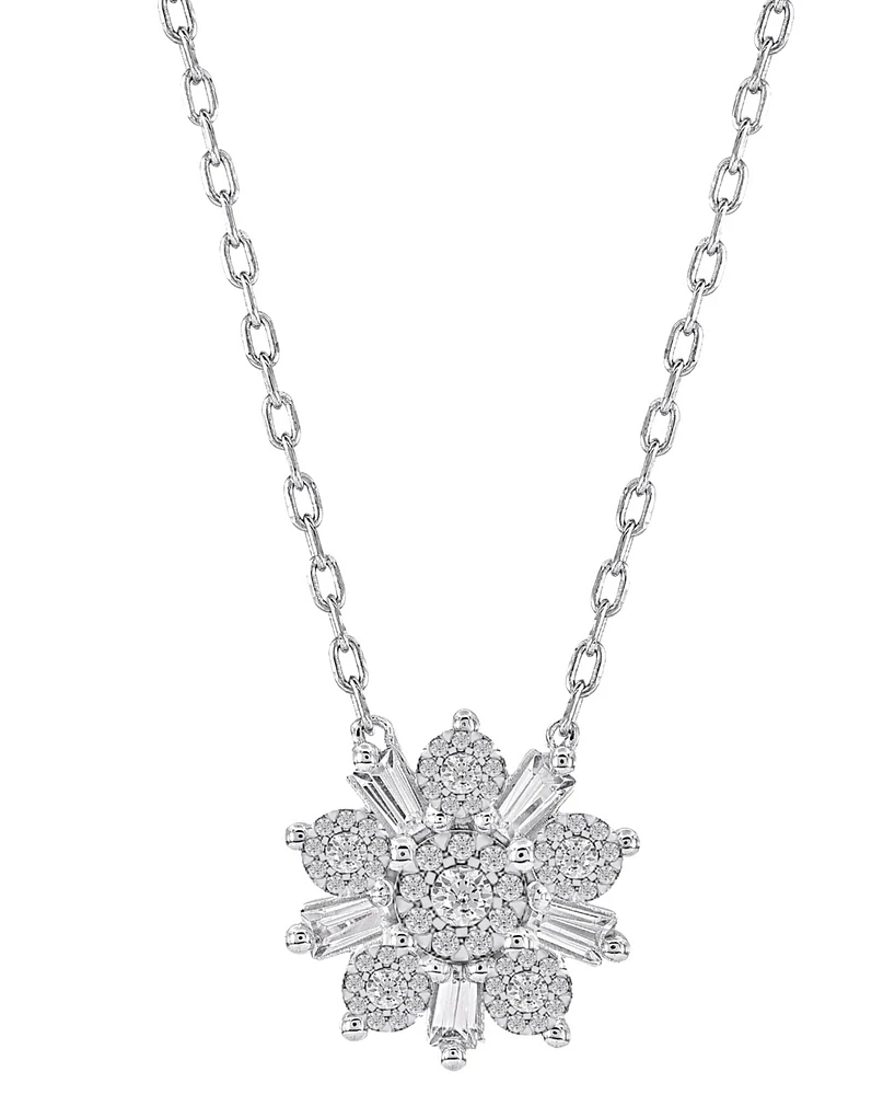 Diamond Flower 18" Pendant Necklace (1/2 ct. t.w.) in 14k White Gold