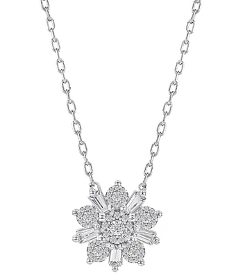 Diamond Flower 18" Pendant Necklace (1/2 ct. t.w.) in 14k White Gold