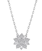 Diamond Flower 18" Pendant Necklace (1/2 ct. t.w.) in 14k White Gold