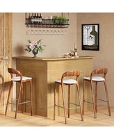 Tribesigns Bar Cabinet, L-Shaped Home Bar Table with Stemware Racks, 4-Tier Corner Bar Unit Liquor Wine Bar Table Reception Desk for Home Pub