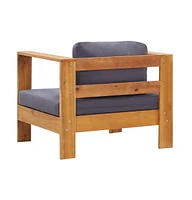 Patio Sofa Chair with Cushion Dark Gray Solid Acacia Wood