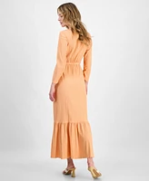 Hugo Women's Smocked Surplice Tiered Maxi Dress