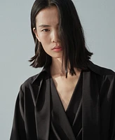 Mango Women's Shirt Collar Wrap Dress