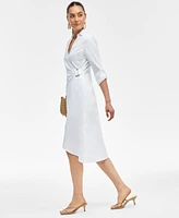 I.n.c. International Concepts Women's Hardware-Trim Cotton Faux-Wrap Dress, Exclusively at Macy's