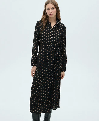 Mango Women's Knot Detail Polka Dot Shirt Dress