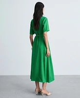 Mango Women's Belt Linen Dress
