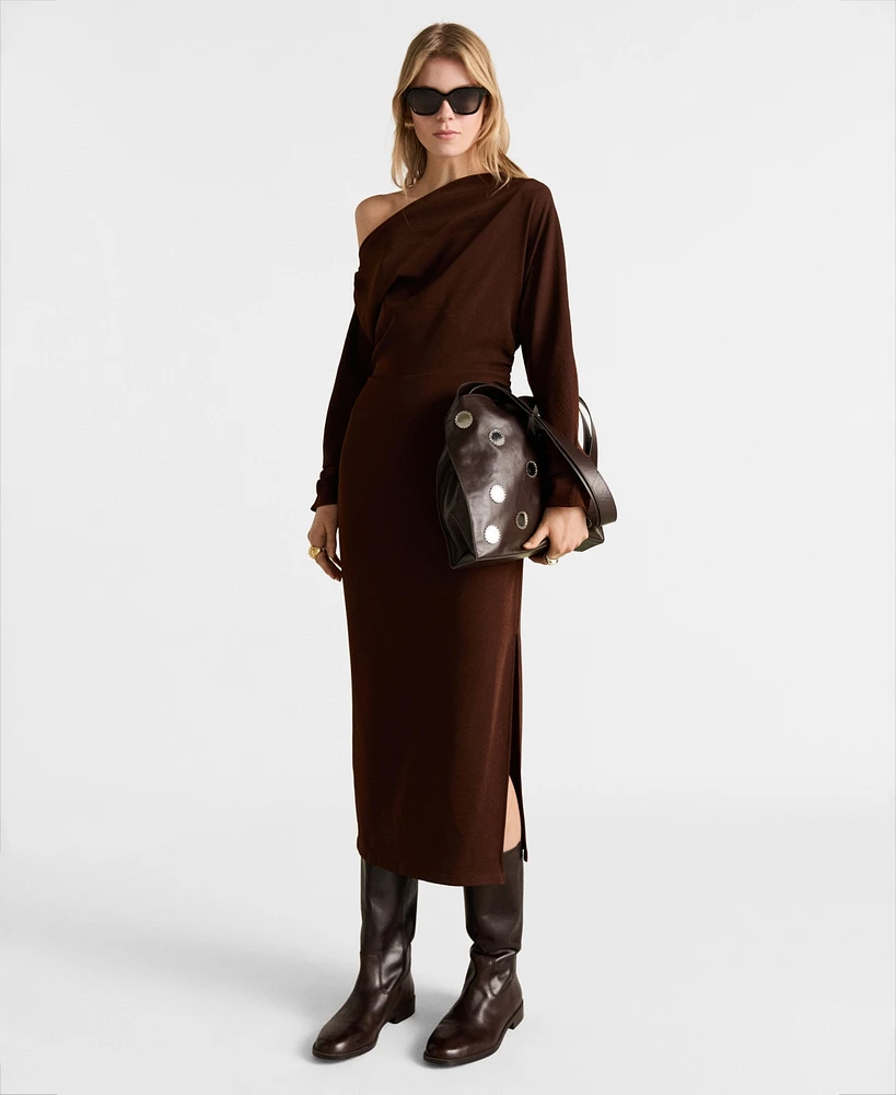 Mango Women's Gathered Details Asymmetrical Dress
