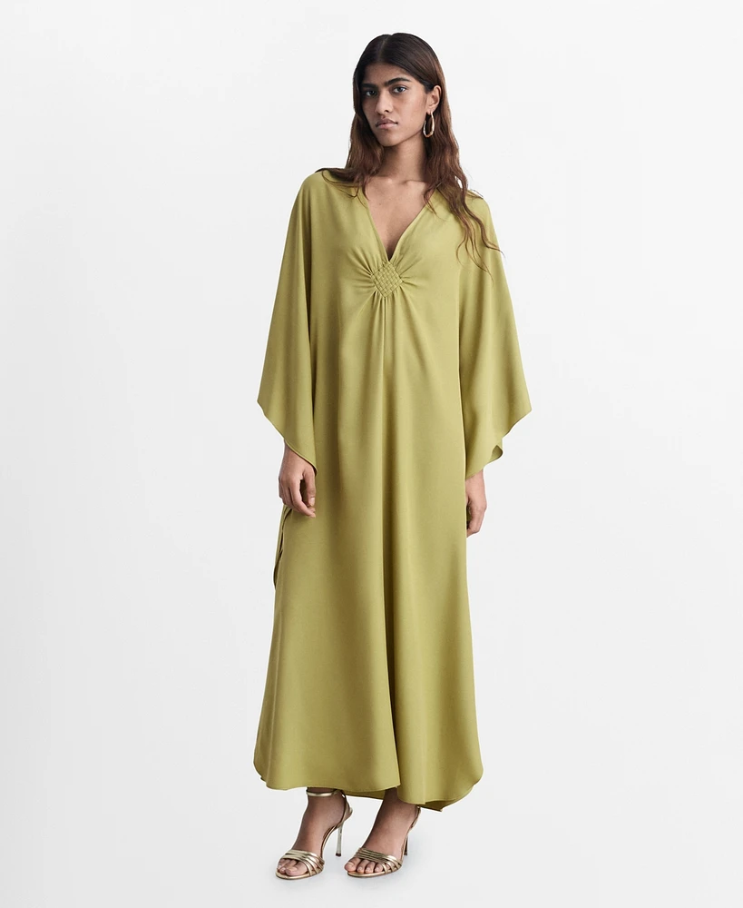 Mango Women's Flared-Sleeve Satin Dress