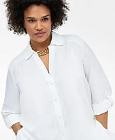I.n.c. International Concepts Plus Linen-Blend Tunic, Exclusively at Macy's