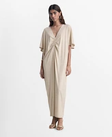 Mango Women's Gathered Neckline Lurex Dress