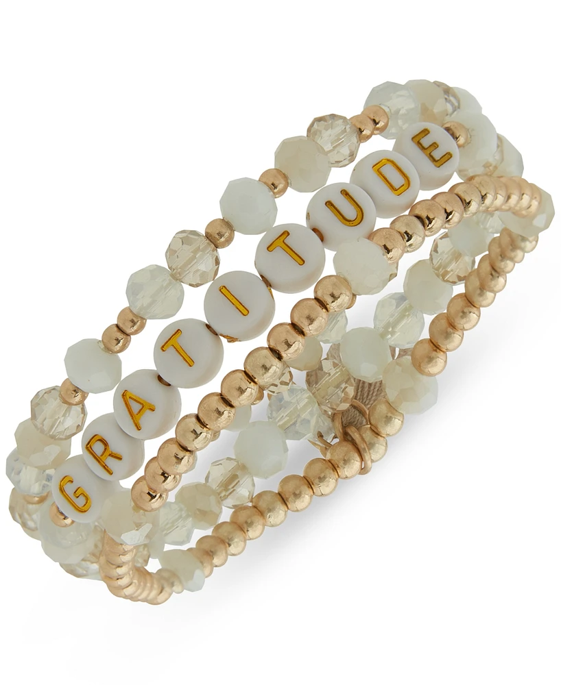 lonna & lilly Gold-Tone 3-Pc. Inspirational Words Set Bead Stretch Bracelet