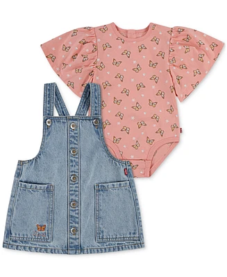 Levi's Baby Girls Ruffle-Sleeve Bodysuit & Western Skirtall, 2 Piece Set