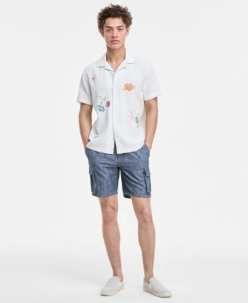 Sun Stone Mens Floral Shirt Chambray Shorts Slip On Sneakers Exclusively At Macys