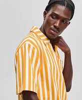 Mode of One Men's Johnny Collar Striped Terry Shirt, Exclusively at Macy's