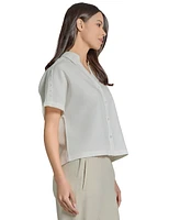 Jones New York Women's Linen-Blend Drop-Shoulder Shirt