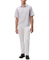 Calvin Klein Men's Relaxed Fit Short Sleeve Poplin Striped Button-Front Shirt