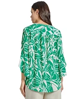 Jones New York Women's Printed Flared-Sleeve Blouse