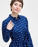 On 34th Women's Long Sleeve Printed Mini Shirt Dress, Exclusively at Macy's