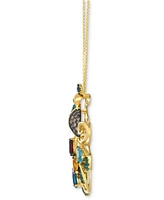 Le Vian Multi-Gemstone (3-1/5 ct. t.w.) & Chocolate Diamond (1/4 ct. t.w.) Peacock 20" Pendant Necklace in 14k Gold