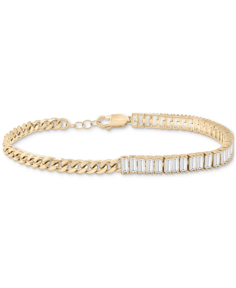 Lab Grown White Sapphire Curb Link Bracelet (4-1/10 ct. t.w.) in 14k Gold-Plated Sterling Silver