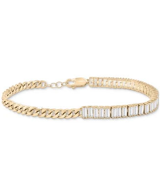 Lab Grown White Sapphire Curb Link Bracelet (4-1/10 ct. t.w.) in 14k Gold-Plated Sterling Silver