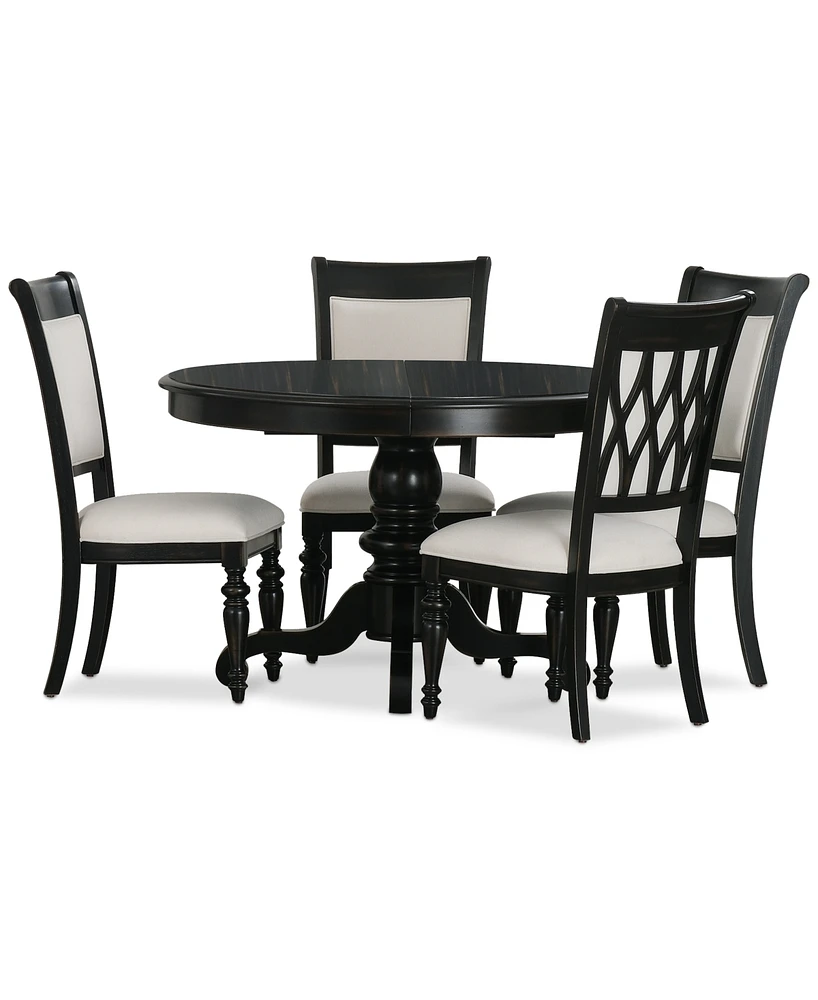 Daria 5-Pc. Dining Set (Round Table & 4 Upholstered Back Side Chairs), Created for Macy's