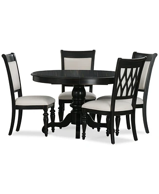 Daria 5-Pc. Dining Set (Round Table & 4 Upholstered Back Side Chairs), Created for Macy's